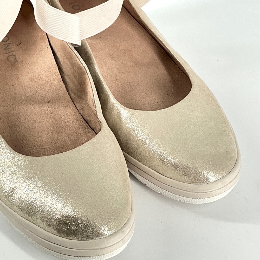 Vionic Size 9 Gold Leather Elastic Ankle Strap Wedge Sneakers NEW Ellery‎ $116 - Picture 2 of 12